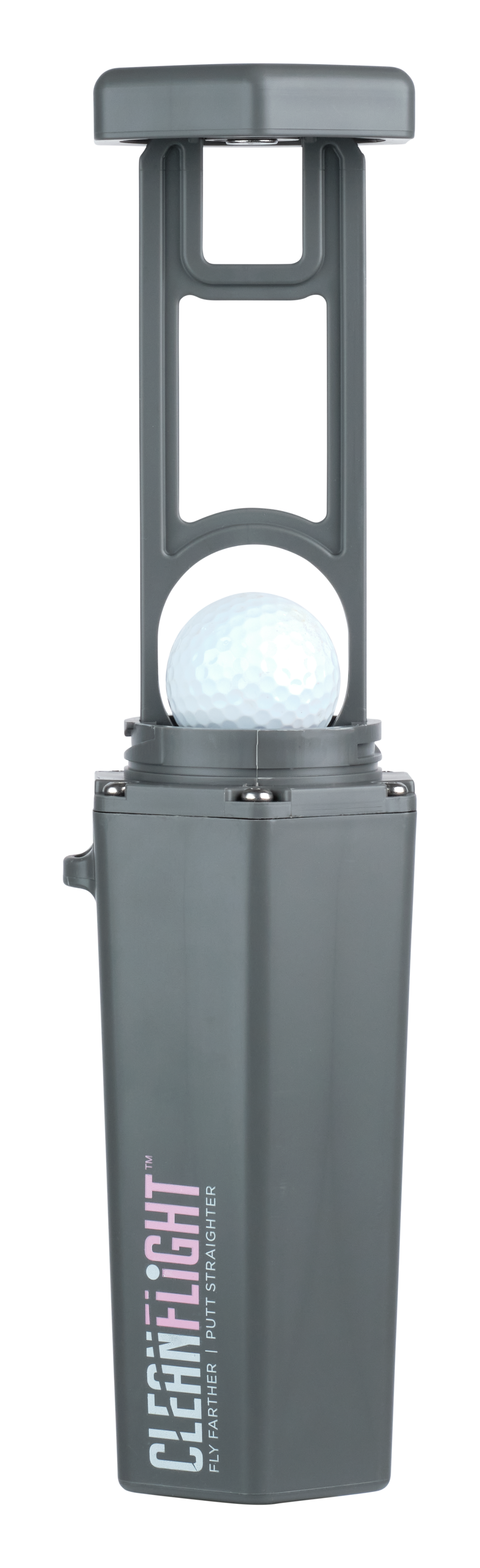 CLEAN FLIGHT Personal Golf Ball Washer - Grey with Pink logo