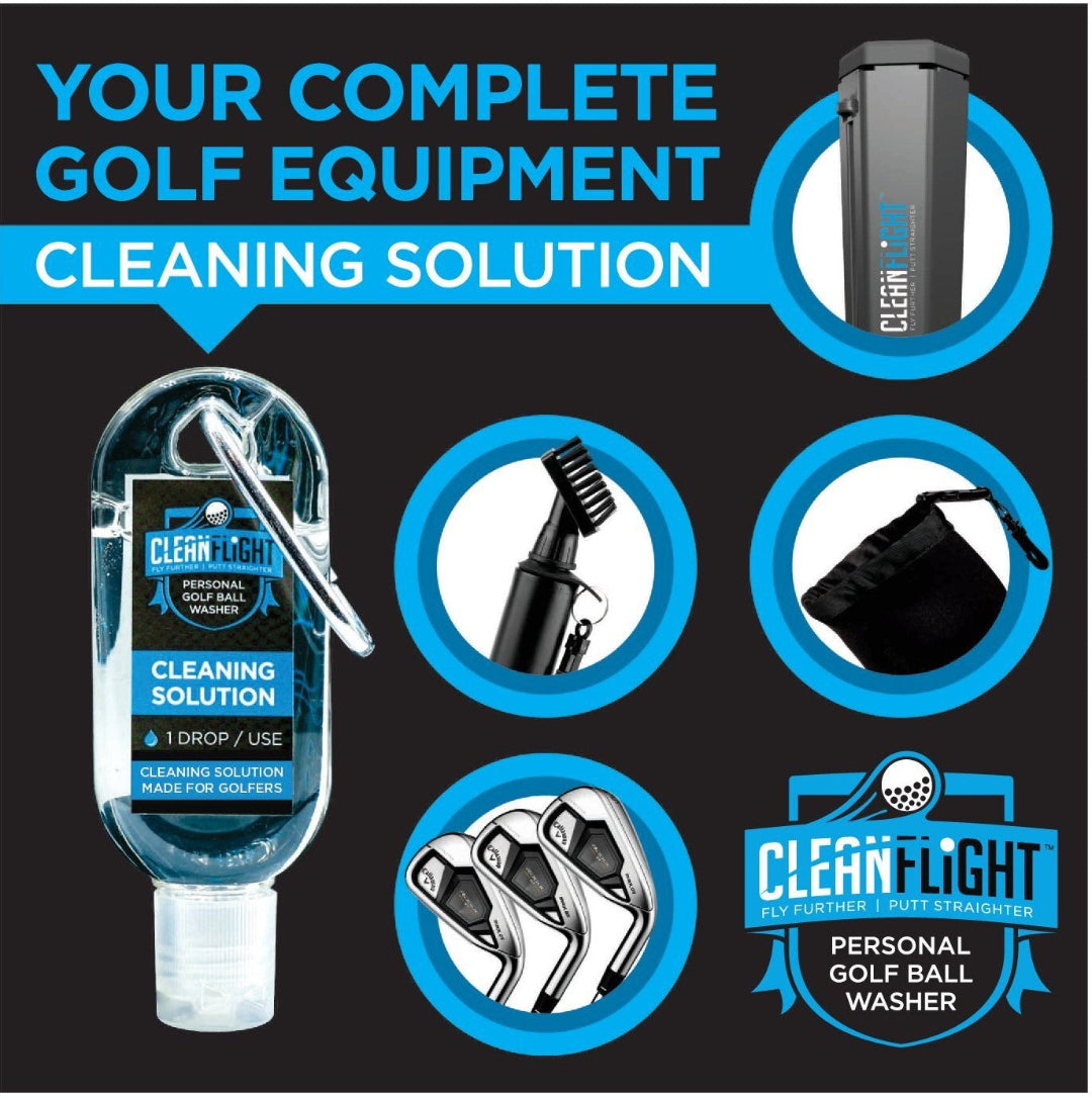 CLEAN FLIGHT Personal Golf Ball Washer - Grey with blue logo