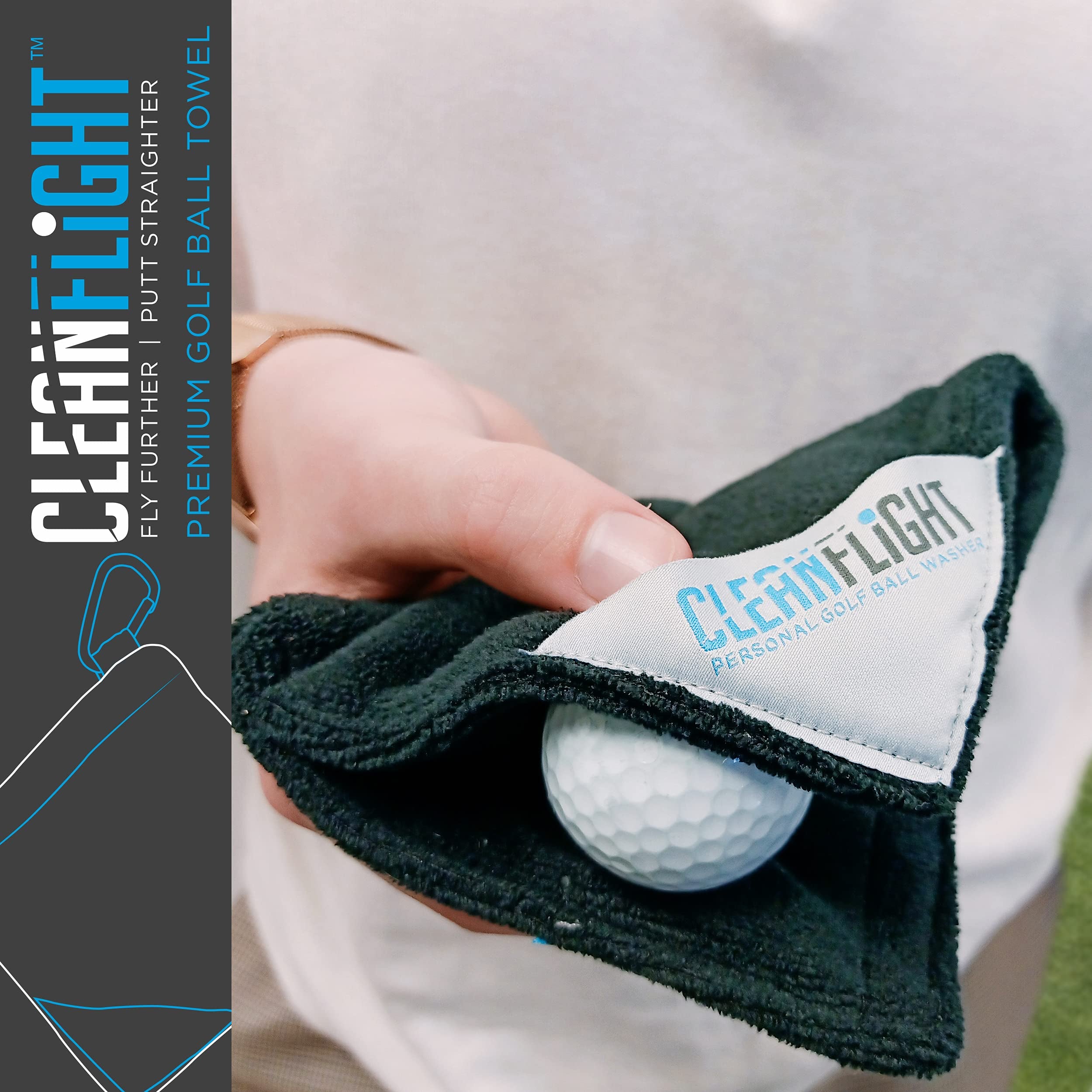 CLEAN FLIGHT Dual Layer Golf Ball Towel   5" x 5"